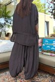 Tasha Damask Cap Sleeve Button Top Chocolate